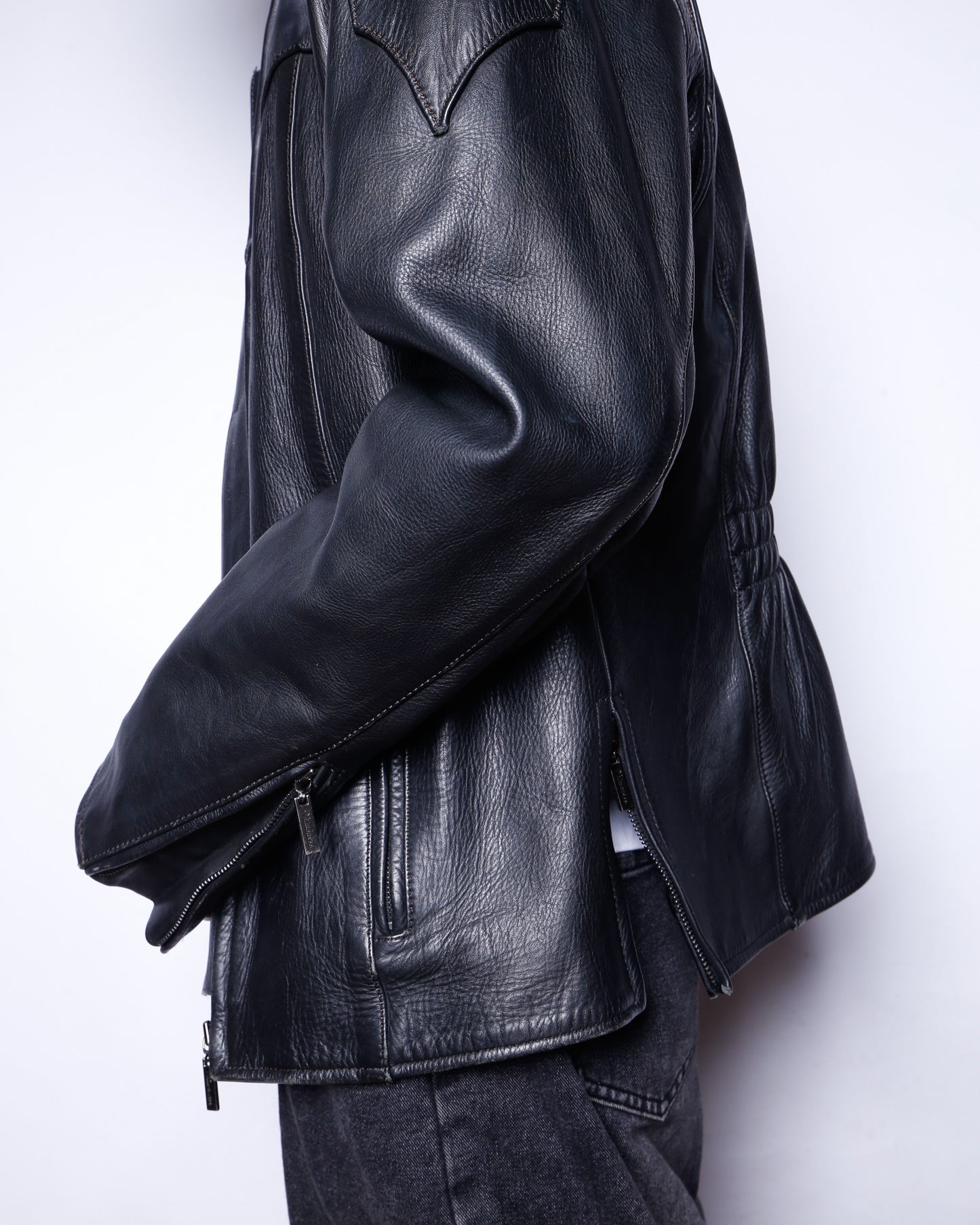 vintage western single leather jacket