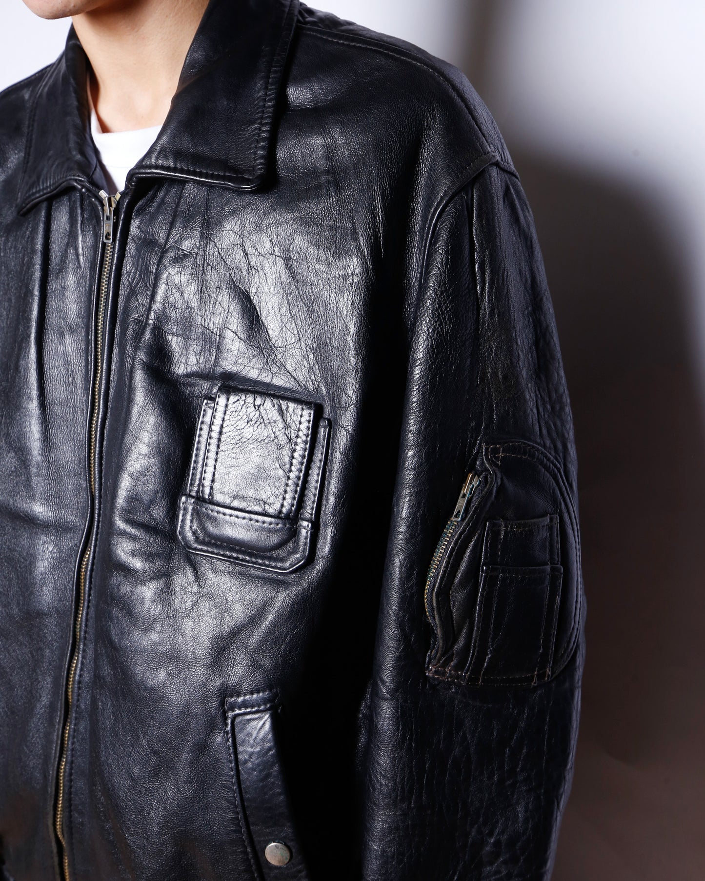 vintage french military leather jacket