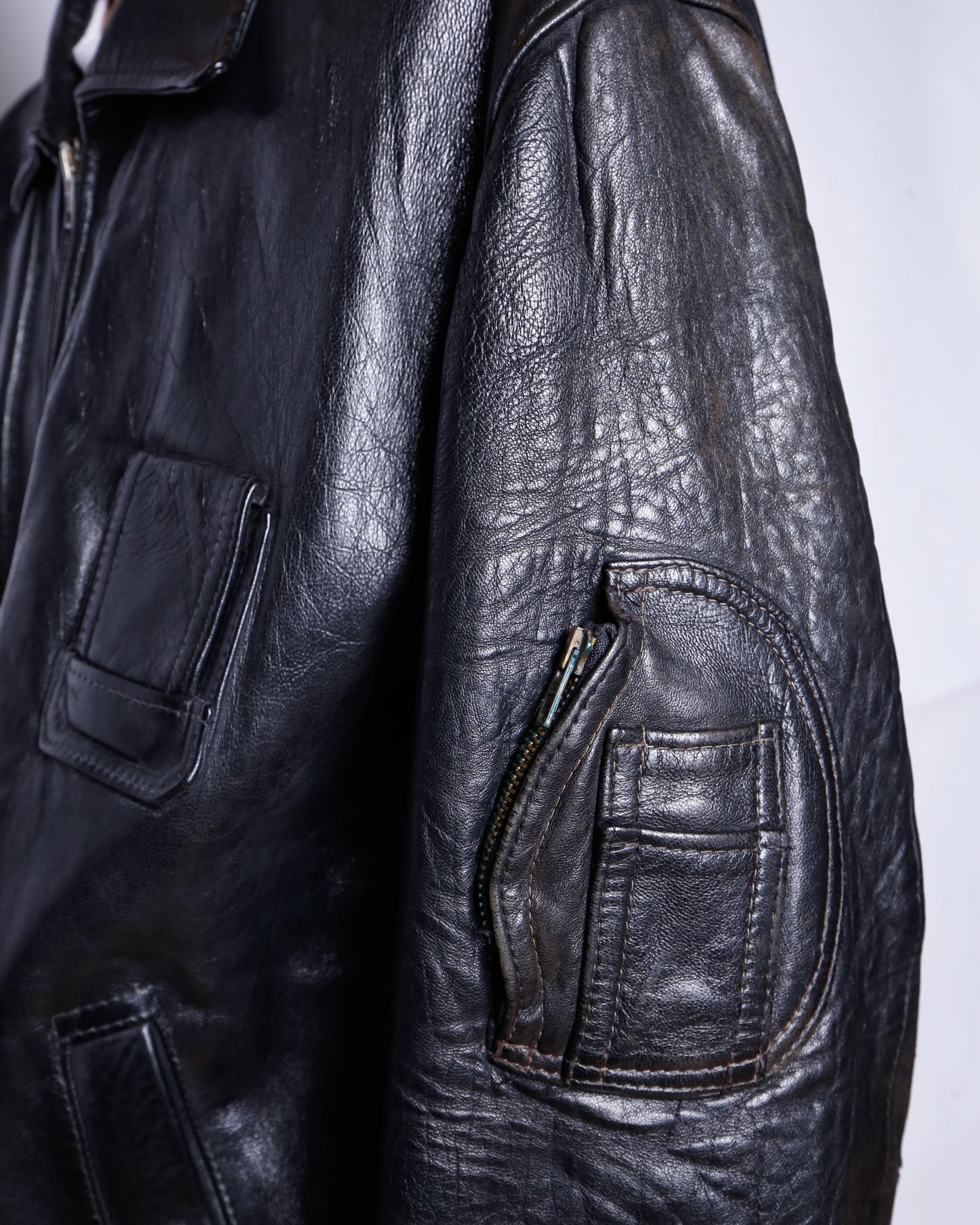 vintage french military leather jacket