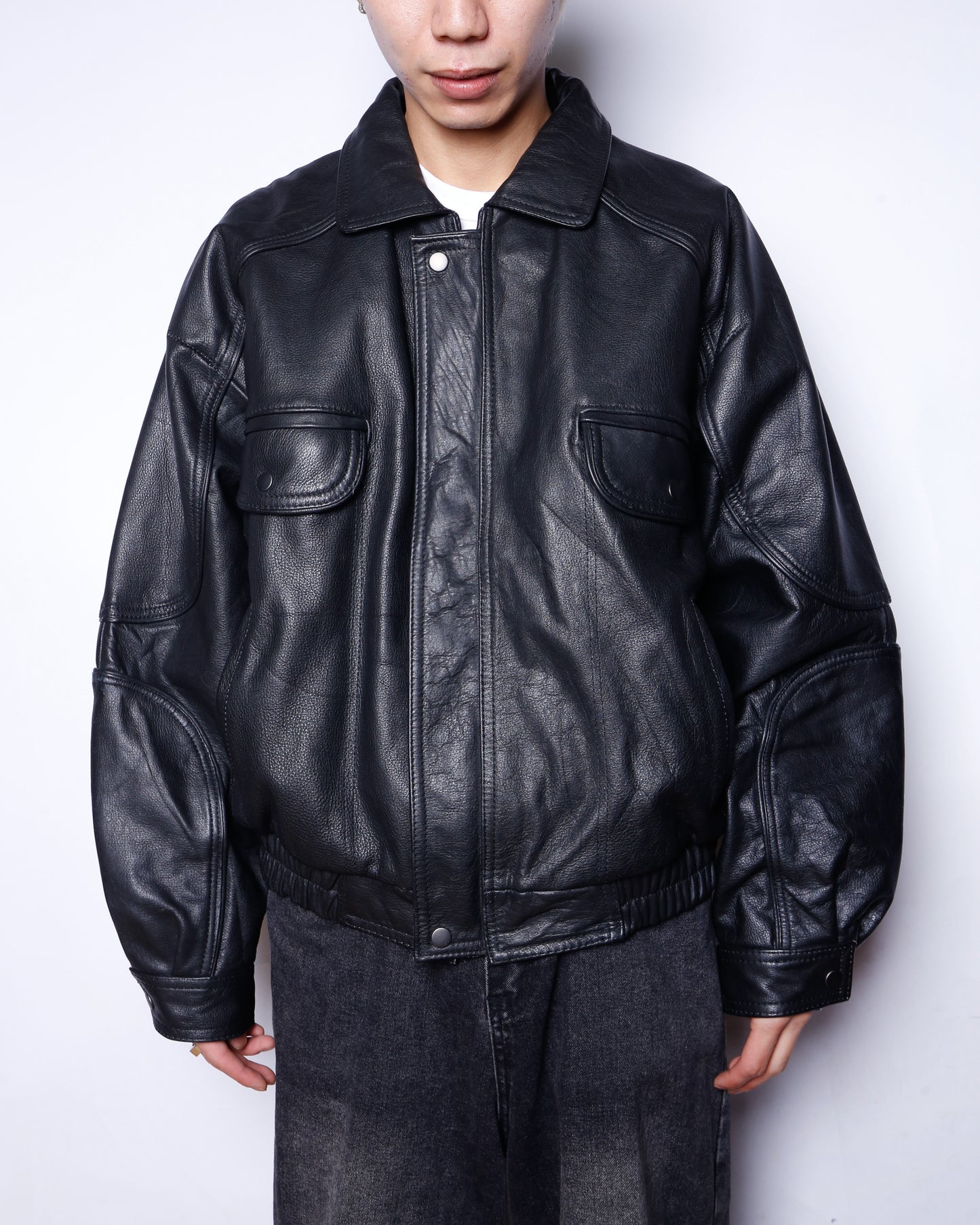 vintage loose aviator leather jacket