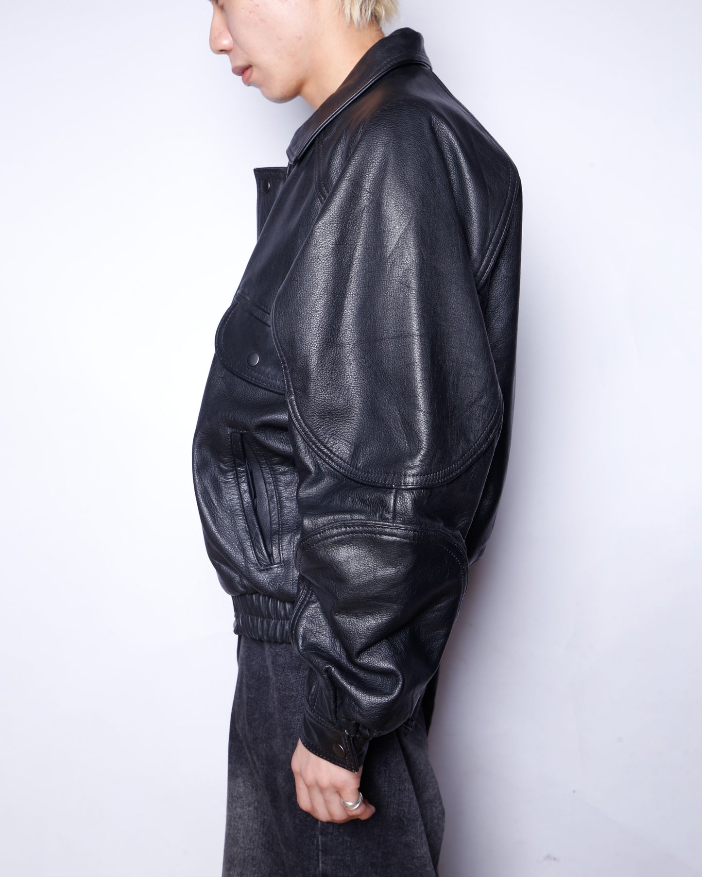 vintage loose aviator leather jacket