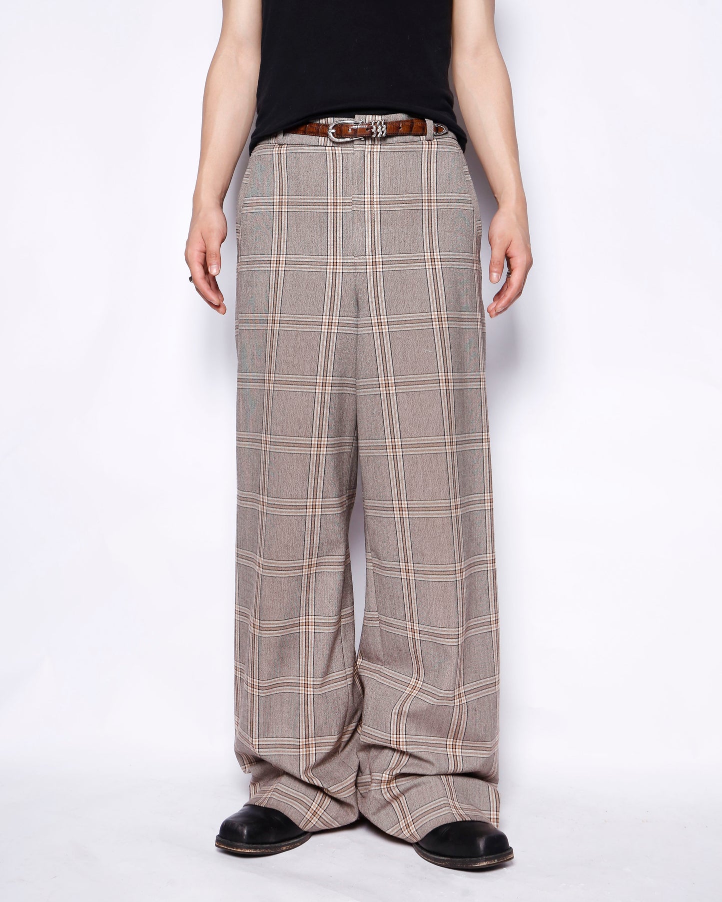 vintage banana republic check wide slacks
