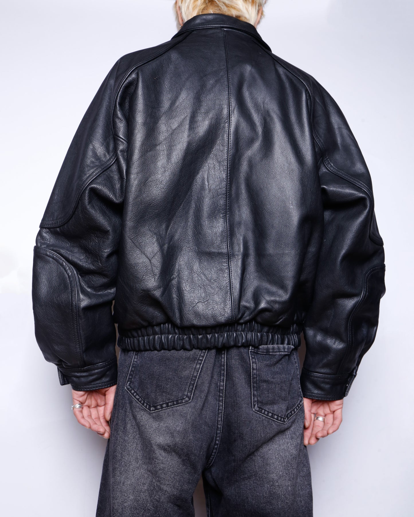 vintage loose aviator leather jacket