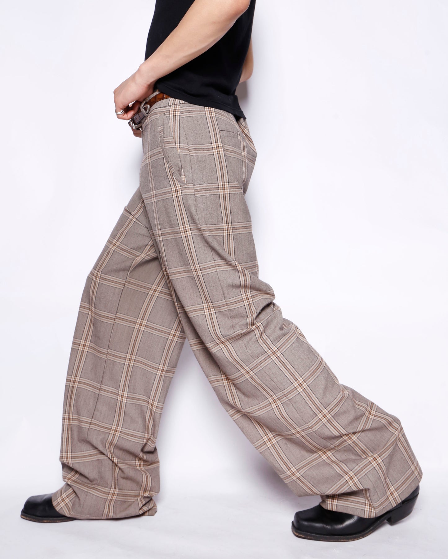 vintage banana republic check wide slacks
