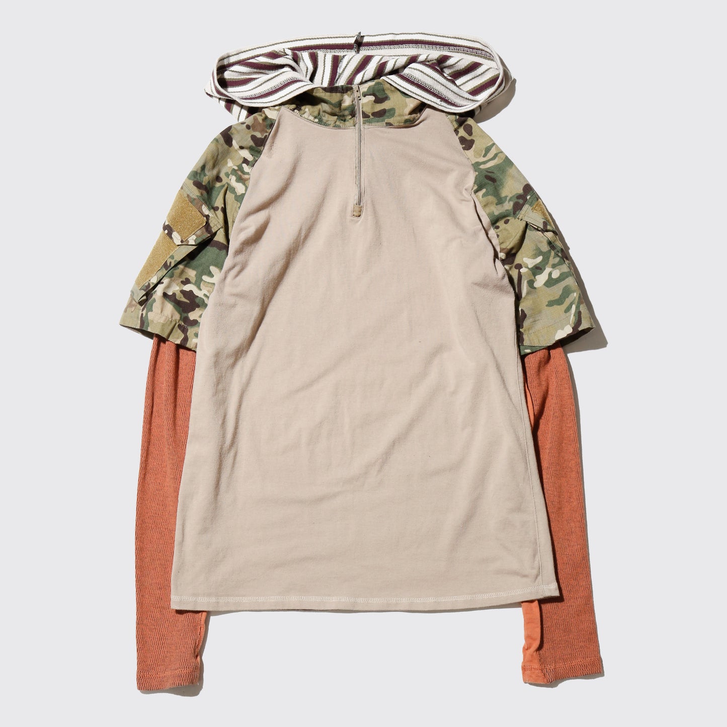 *one-off hybrid hooded cut sew