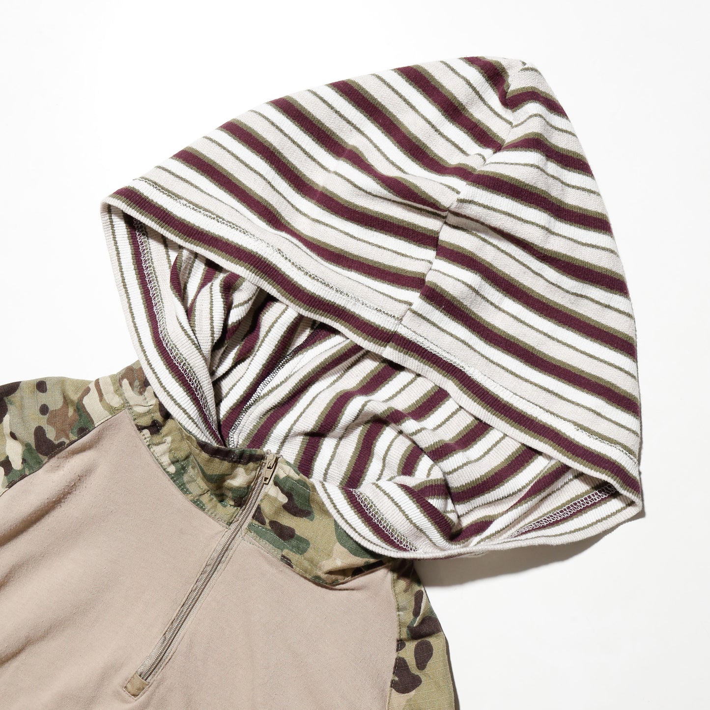 *one-off hybrid hooded cut sew