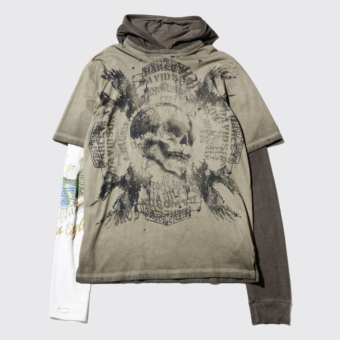 *one-off hybrid hooded cut sew