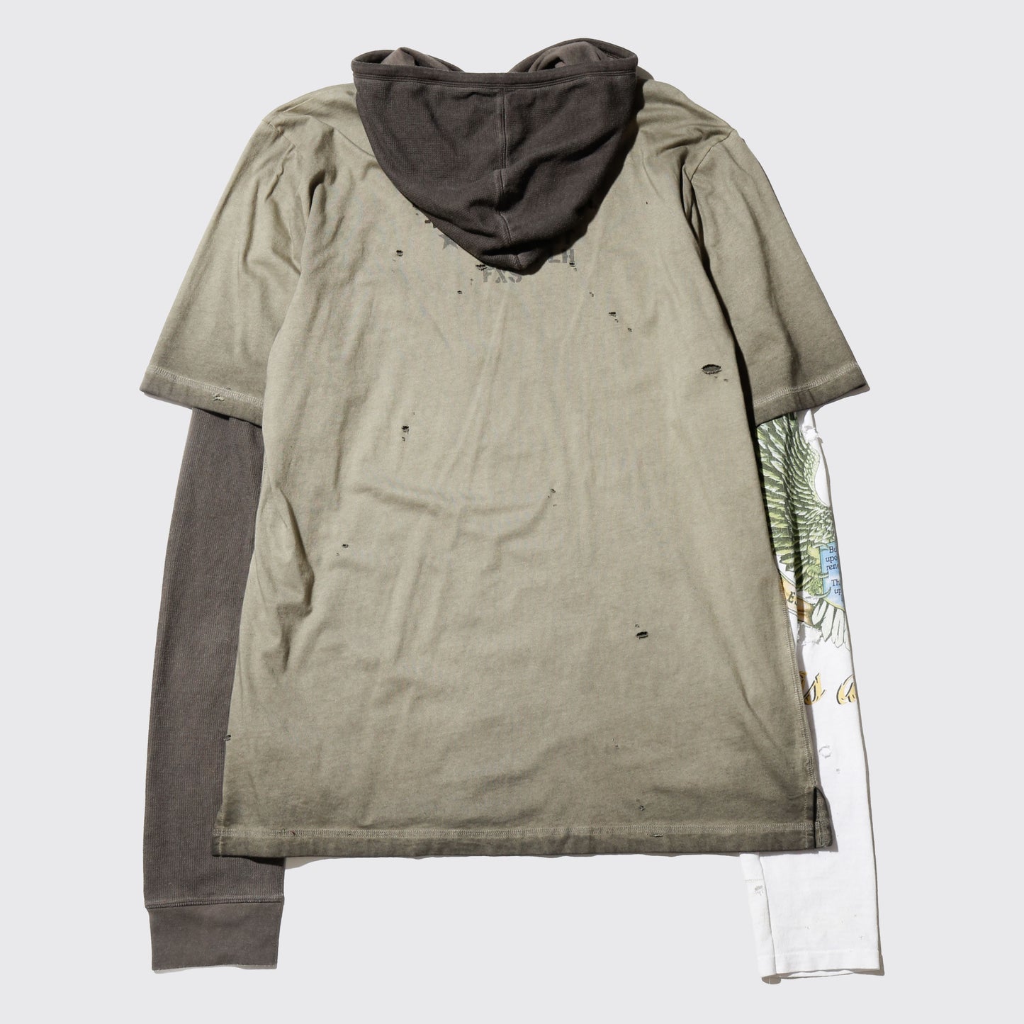 *one-off hybrid hooded cut sew