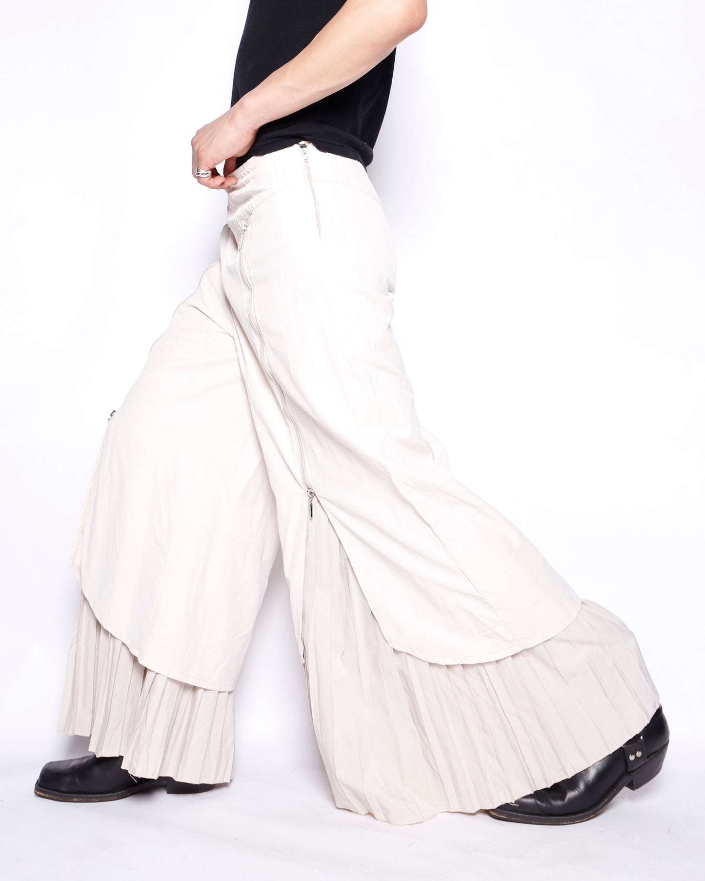 vintage euro layered pleats trousers