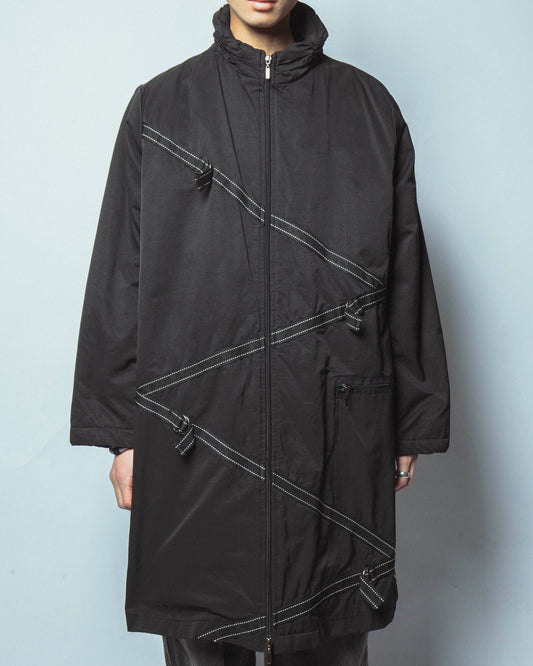 vintage slanting taping zipped coat