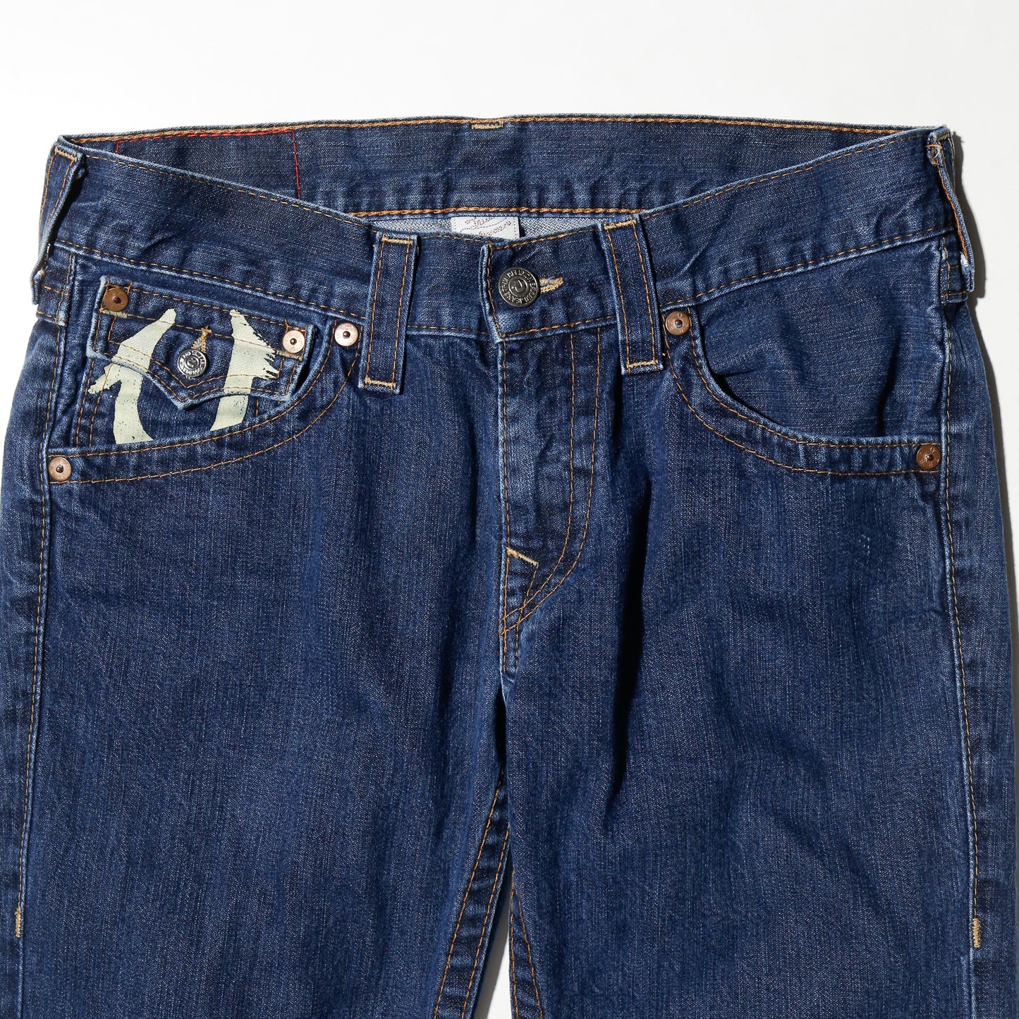 vintage true religion painted logo flare jeans