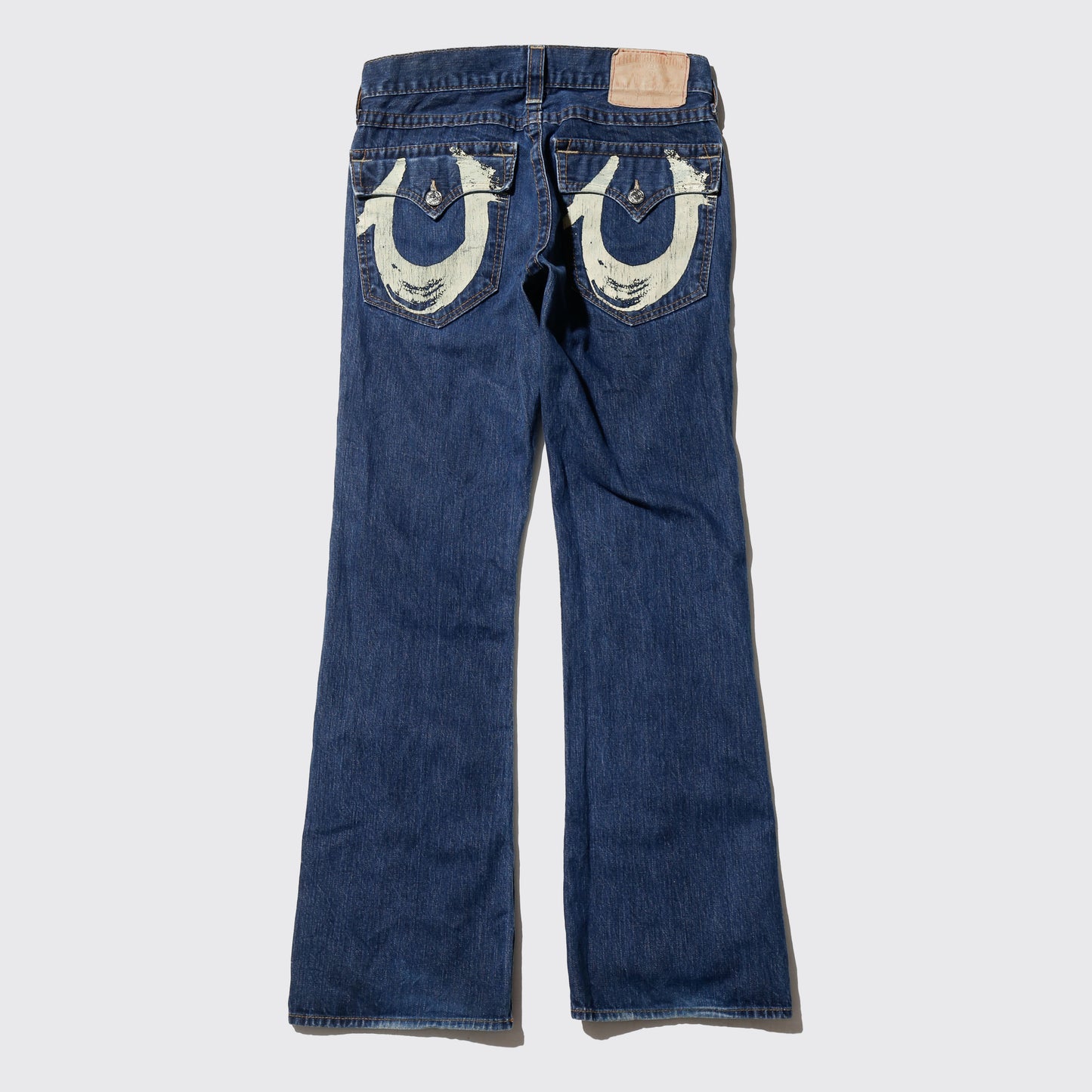 vintage true religion painted logo flare jeans