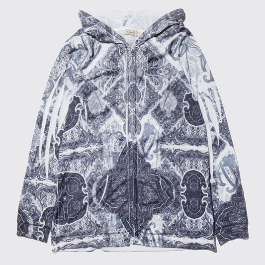 vintage paisley hull pattern zip hoodie