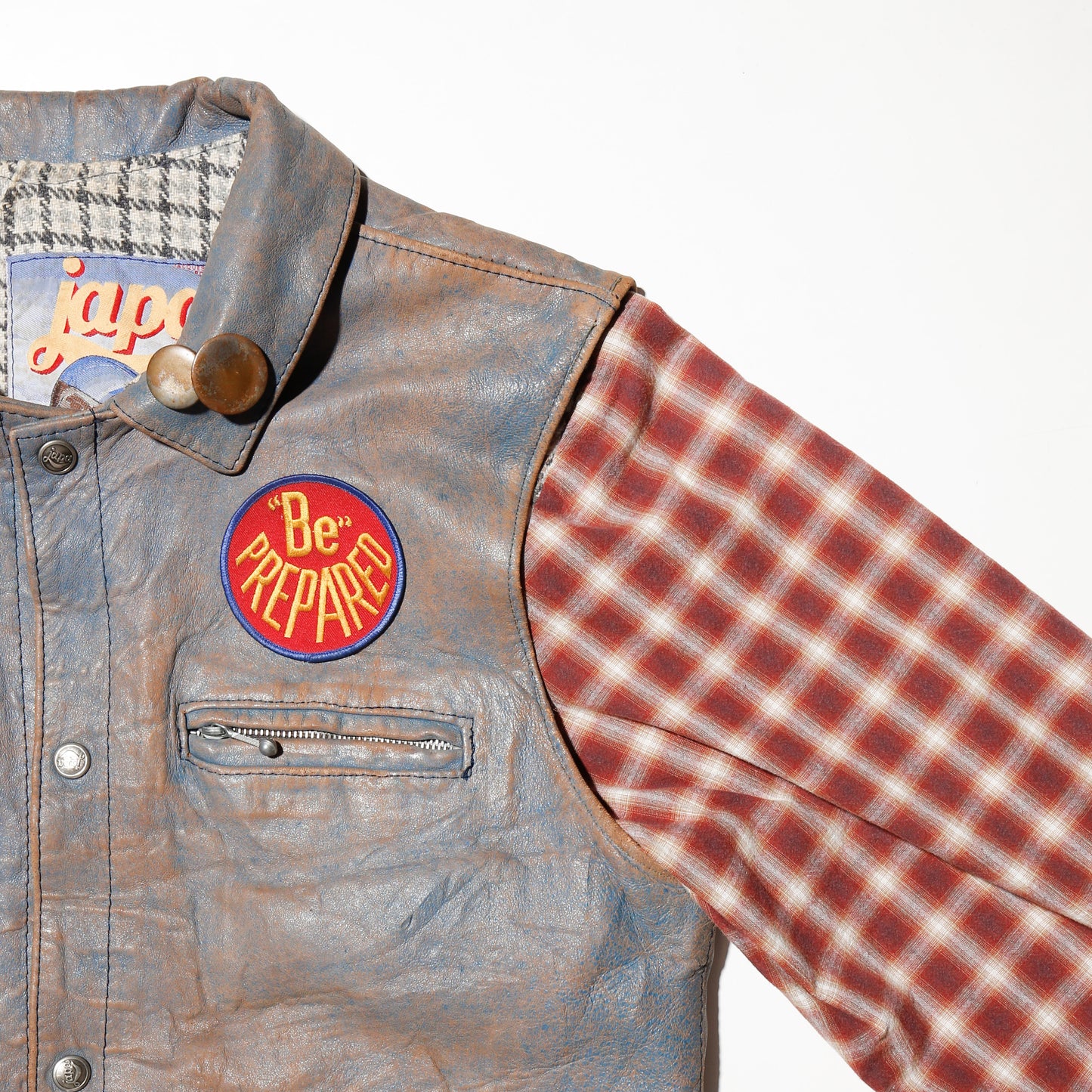 *one-off hybrid leather jacket