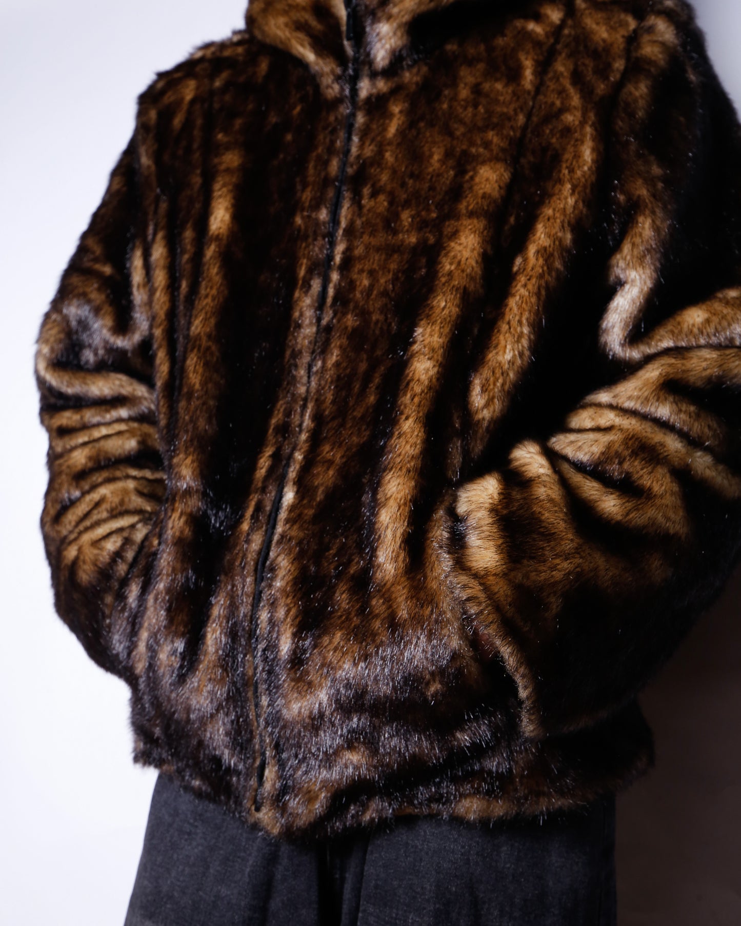 vintage faux fur hooded jacket