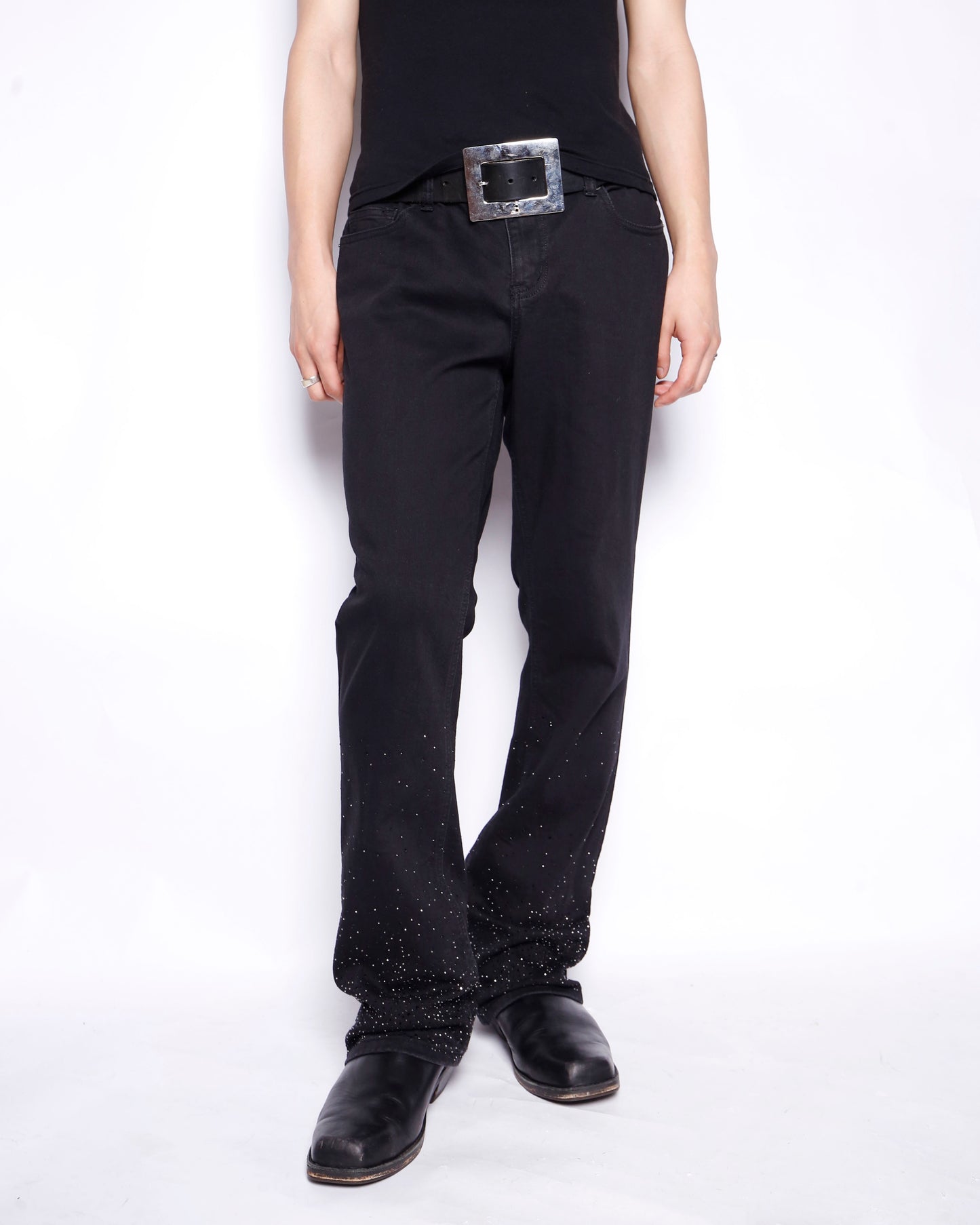vintage low rise shinny flare jeans