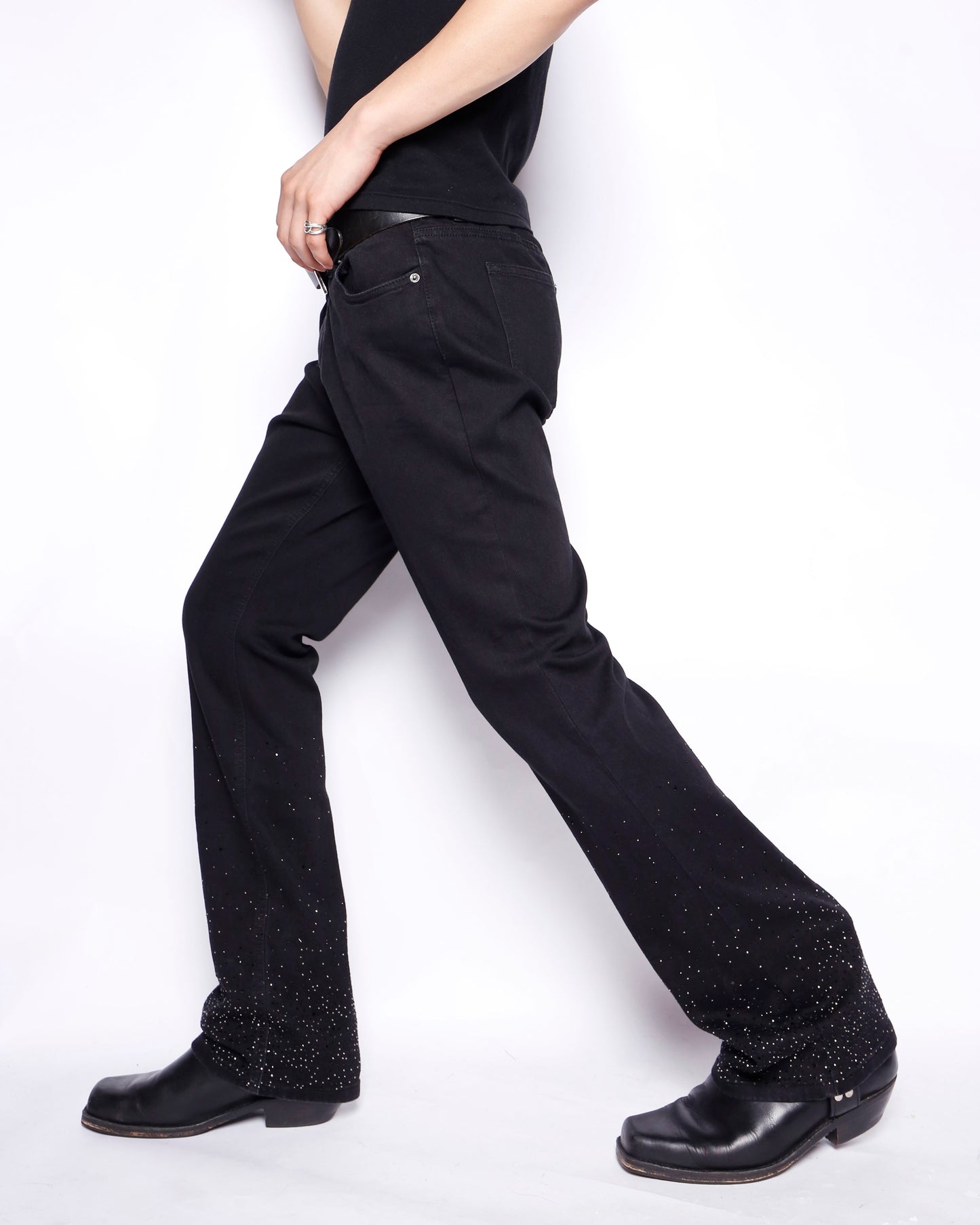 vintage low rise shinny flare jeans
