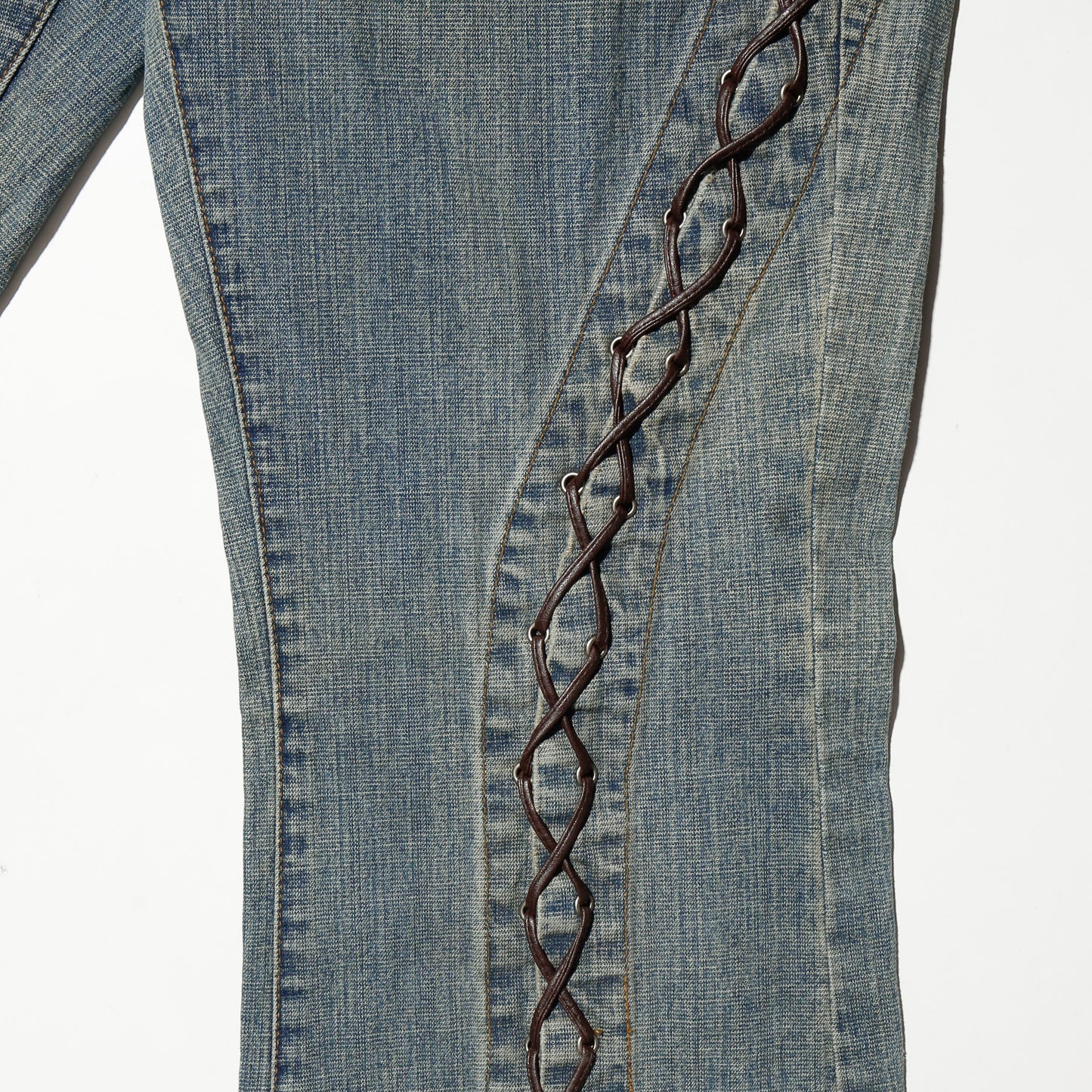vintage low rise braids flare jeans