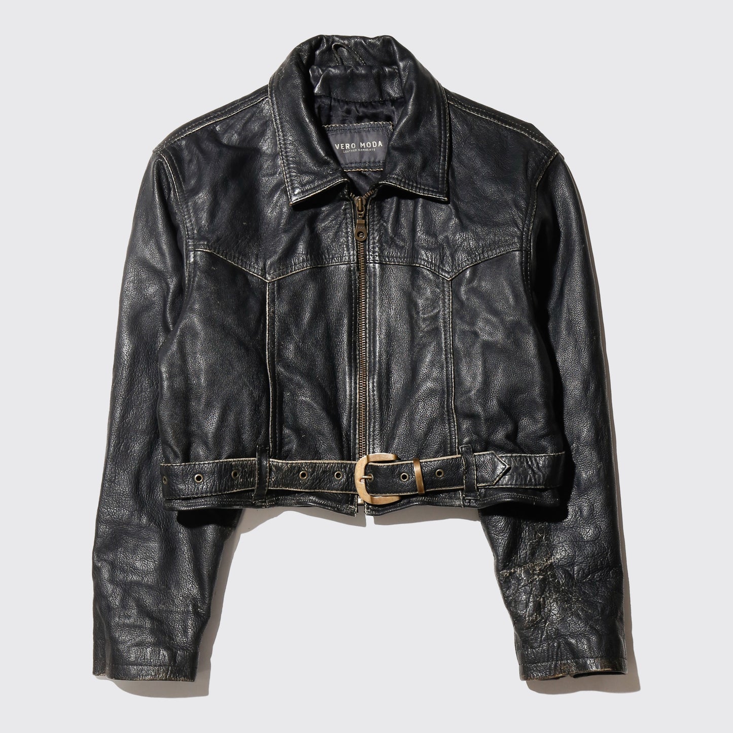 vintage cropped leather jacket