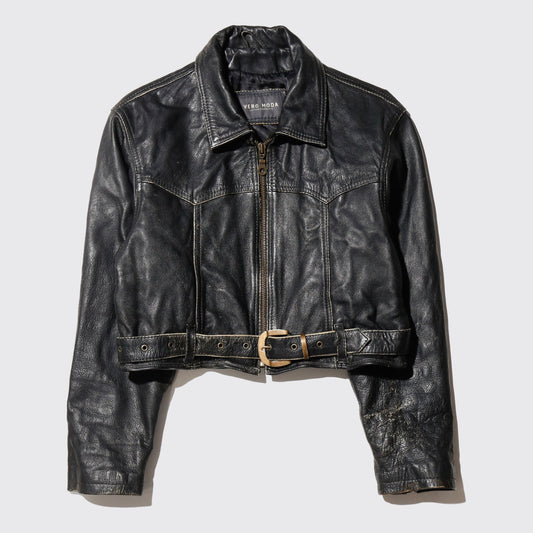 vintage cropped leather jacket