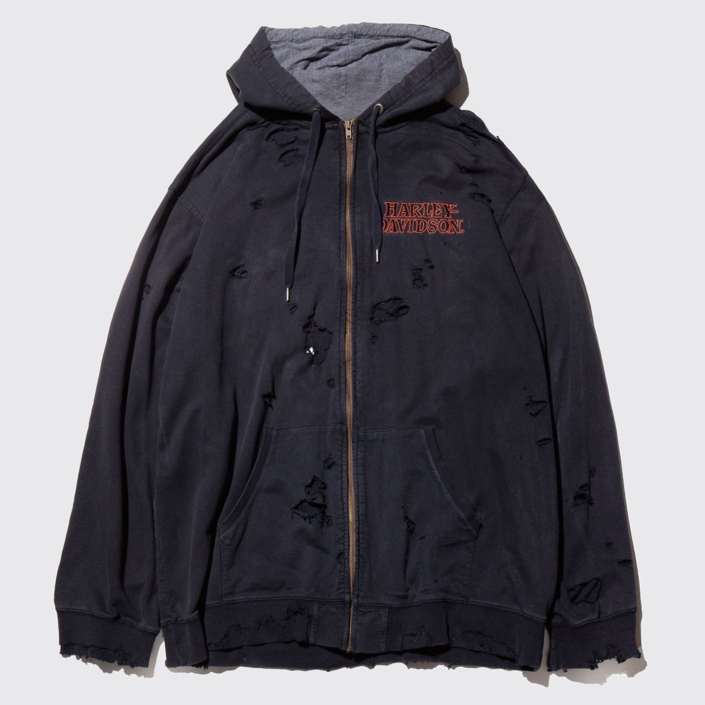 vintage harley davidson broken zip hoodie