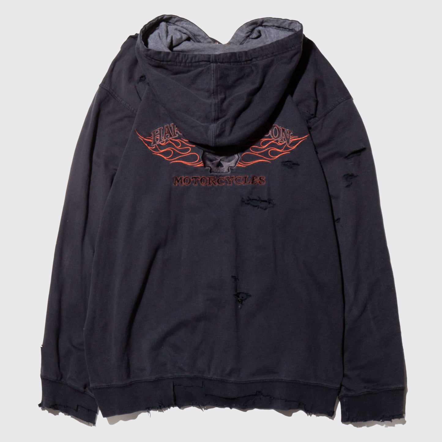 vintage harley davidson broken zip hoodie