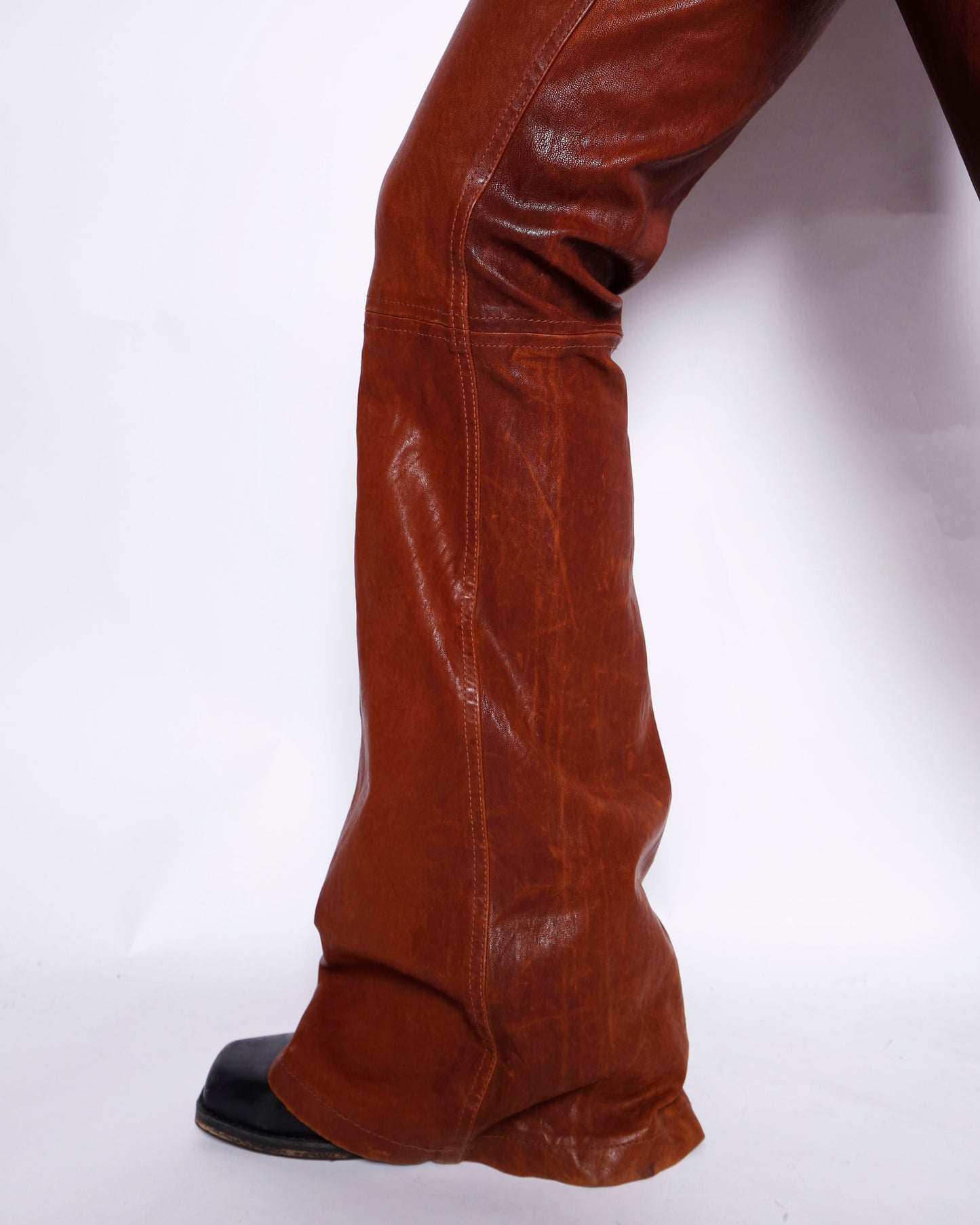 vintage alice+olivia low rise flare leather trousers