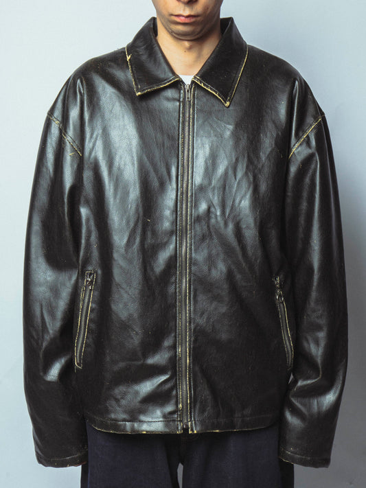 vintage faded faux leather jacket