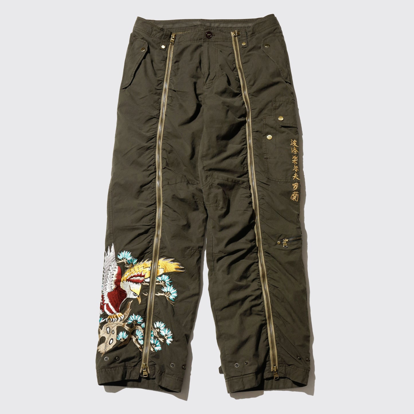 vintage rlx ralph lauren kick embroidered parachute trousers