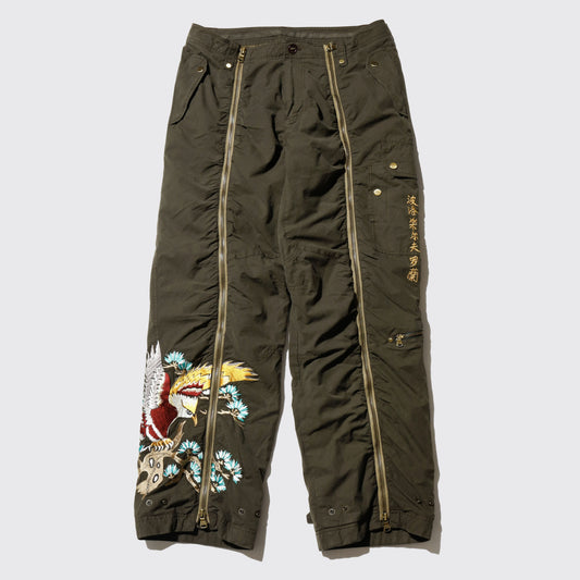 vintage rlx ralph lauren kick embroidered parachute trousers
