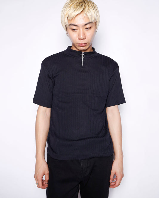 vintage half zip textured h/s