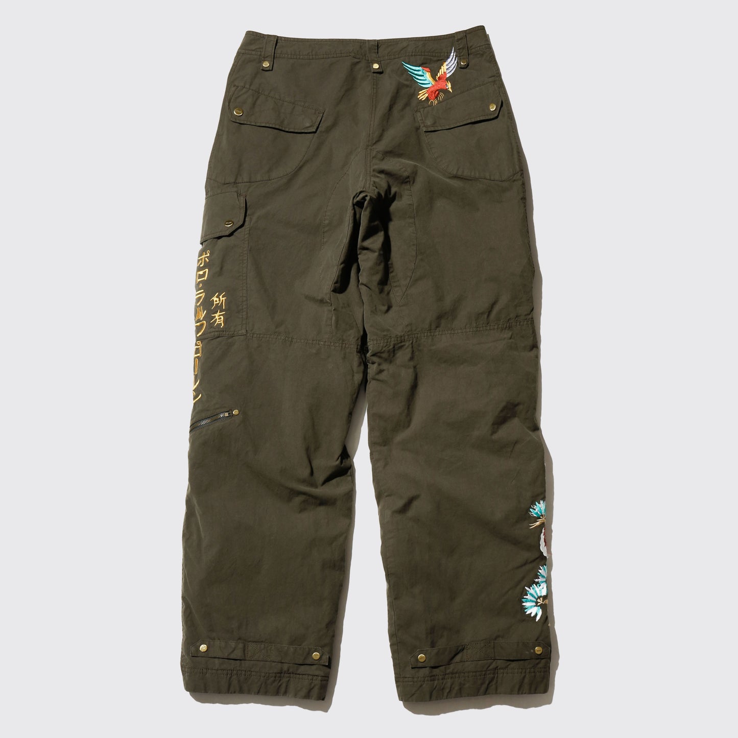 vintage rlx ralph lauren kick embroidered parachute trousers