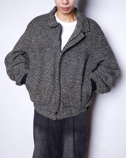 vintage loose herringbone tweed jacket