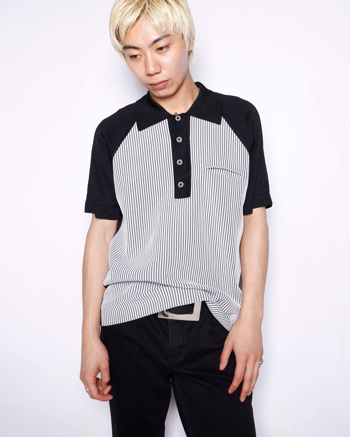 vintage textured stripe polo h/s