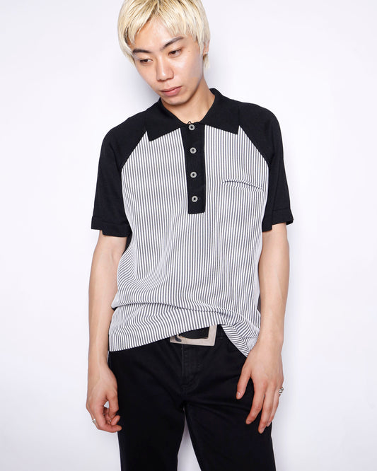 vintage textured stripe polo h/s