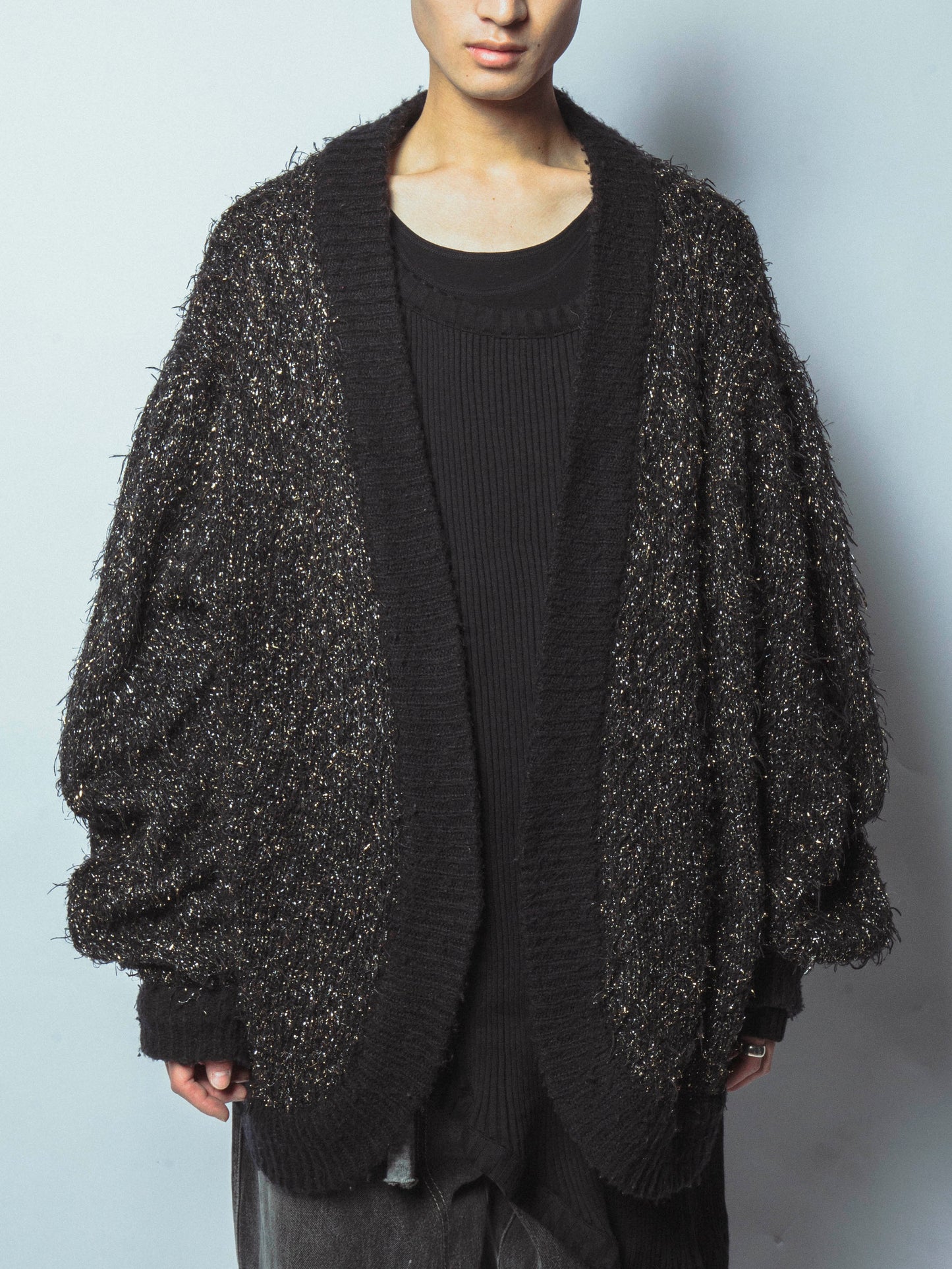 vintage lame shaggy wide cardigan