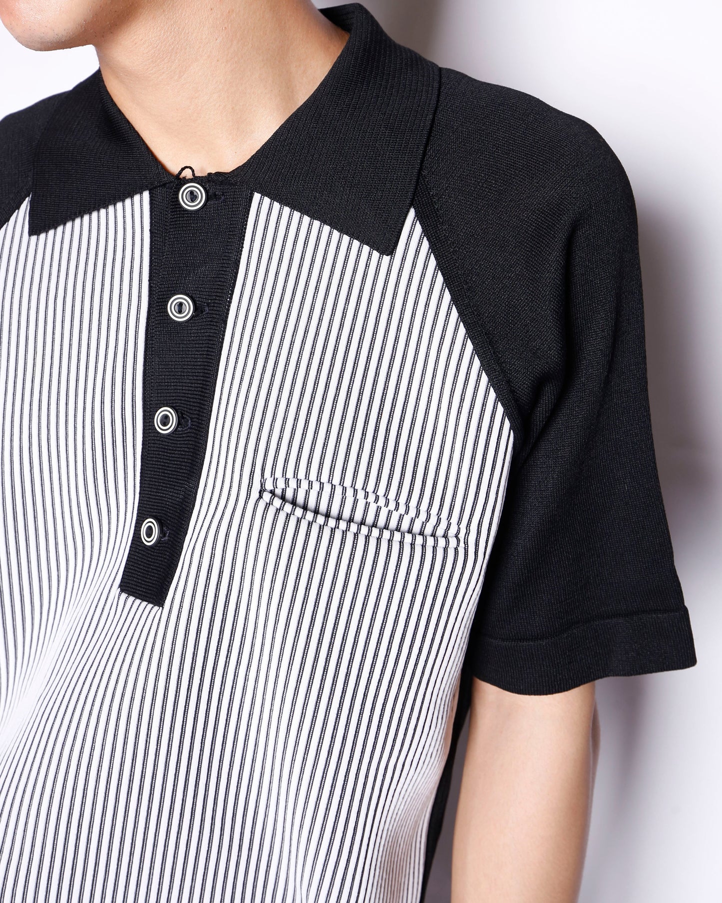 vintage textured stripe polo h/s