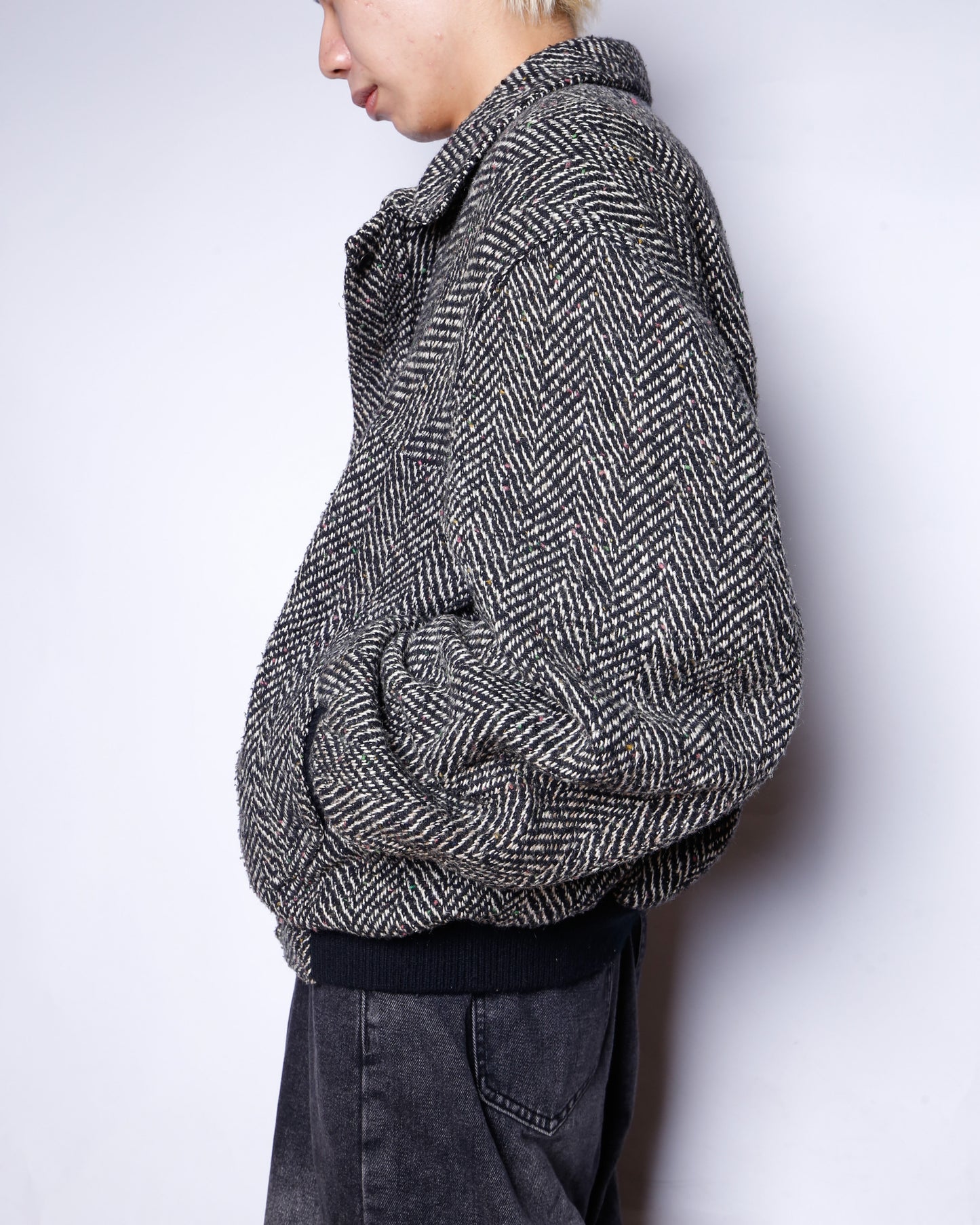 vintage loose herringbone tweed jacket