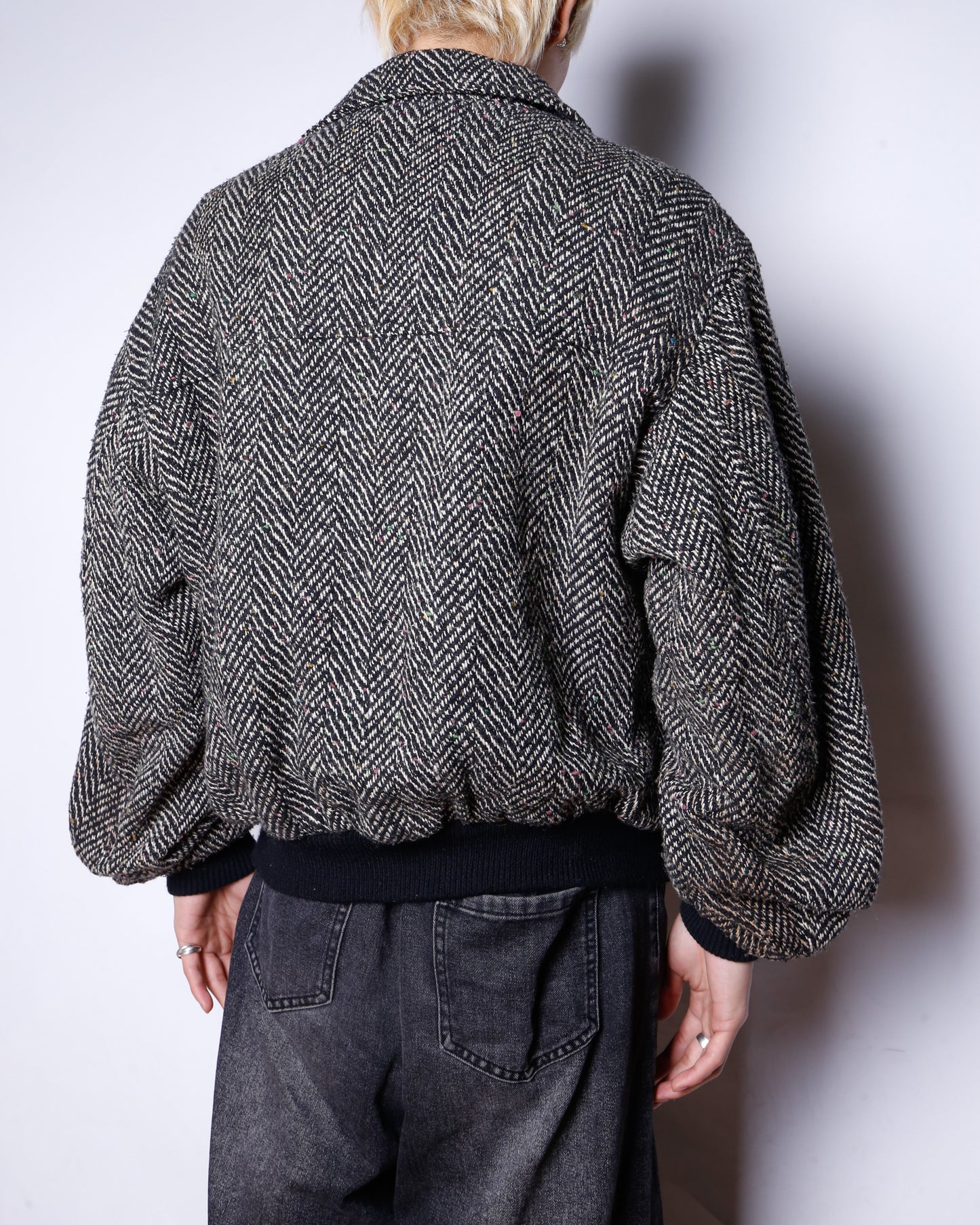 vintage loose herringbone tweed jacket