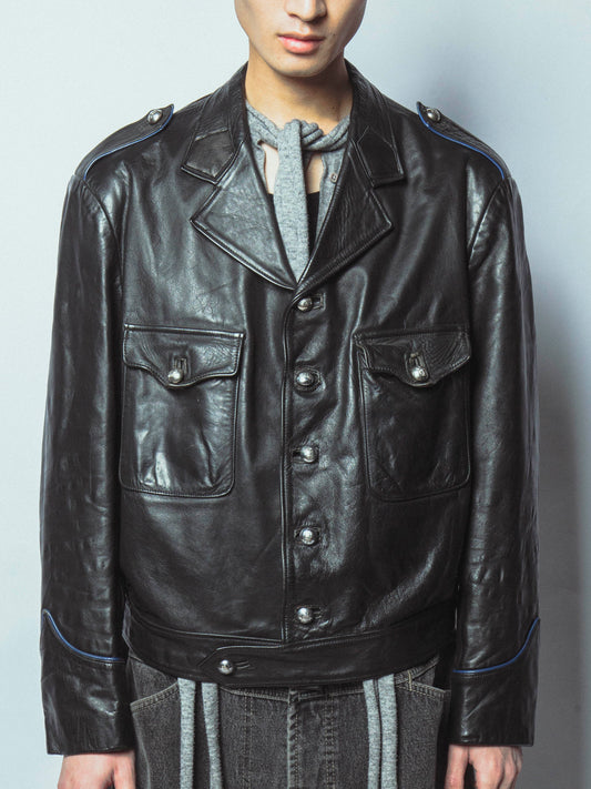 vintage officer leather jacket