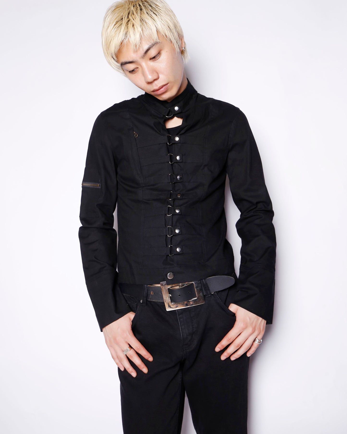 vintage cropped d-ring strap jacket