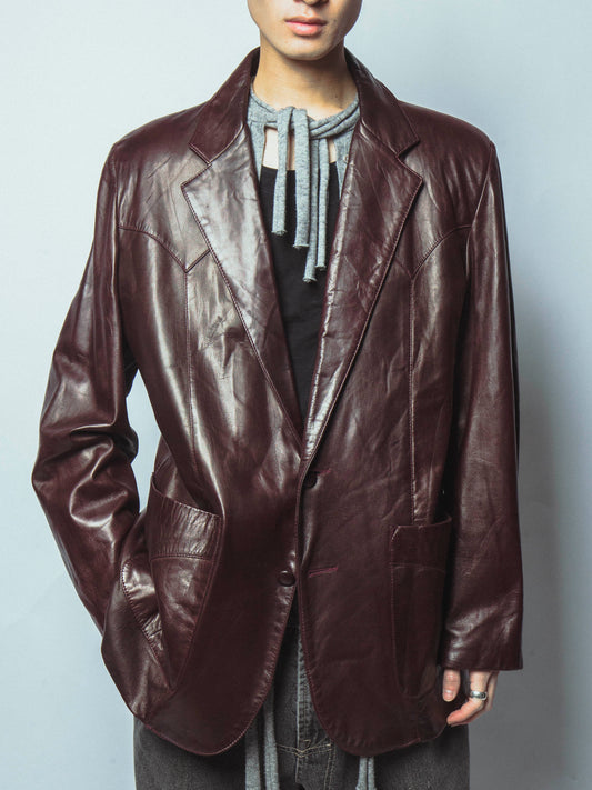 vintage western leather tailored jacket