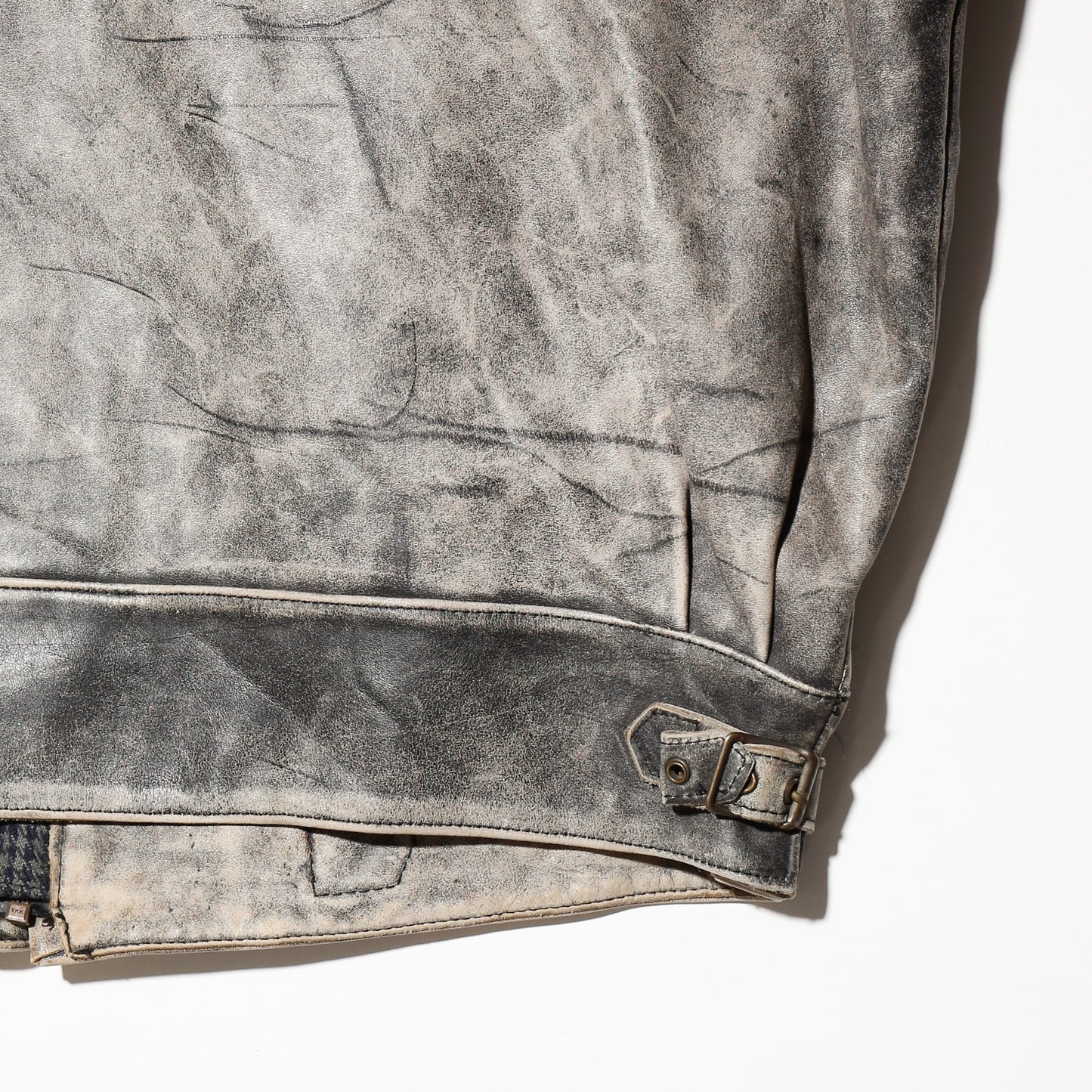 vintage leopard collar dust leather jacket