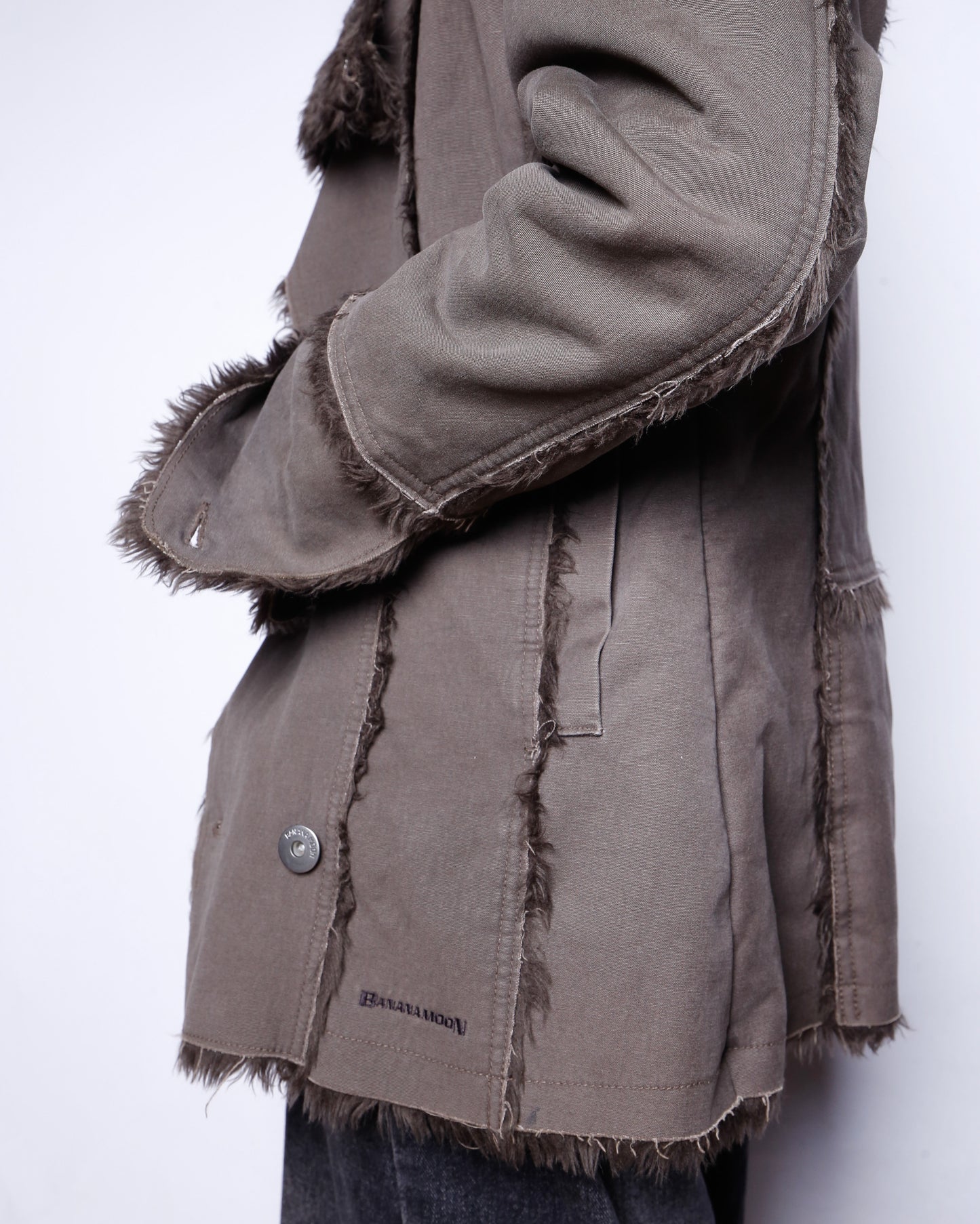 vintage faux faur canvas double breasted coat