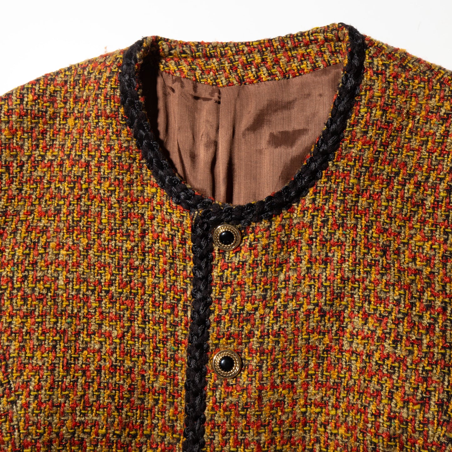 vintage collar less tweed jacket