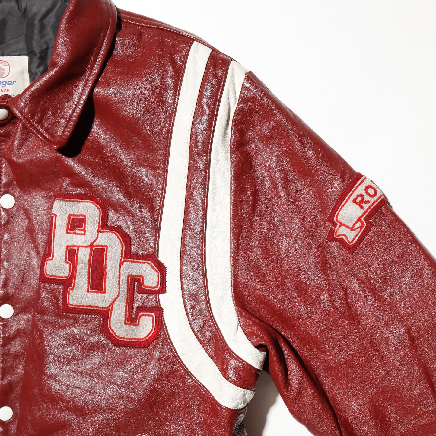 vintage red devil leather varsity jacket
