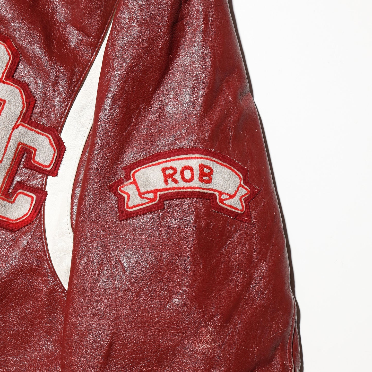 vintage red devil leather varsity jacket