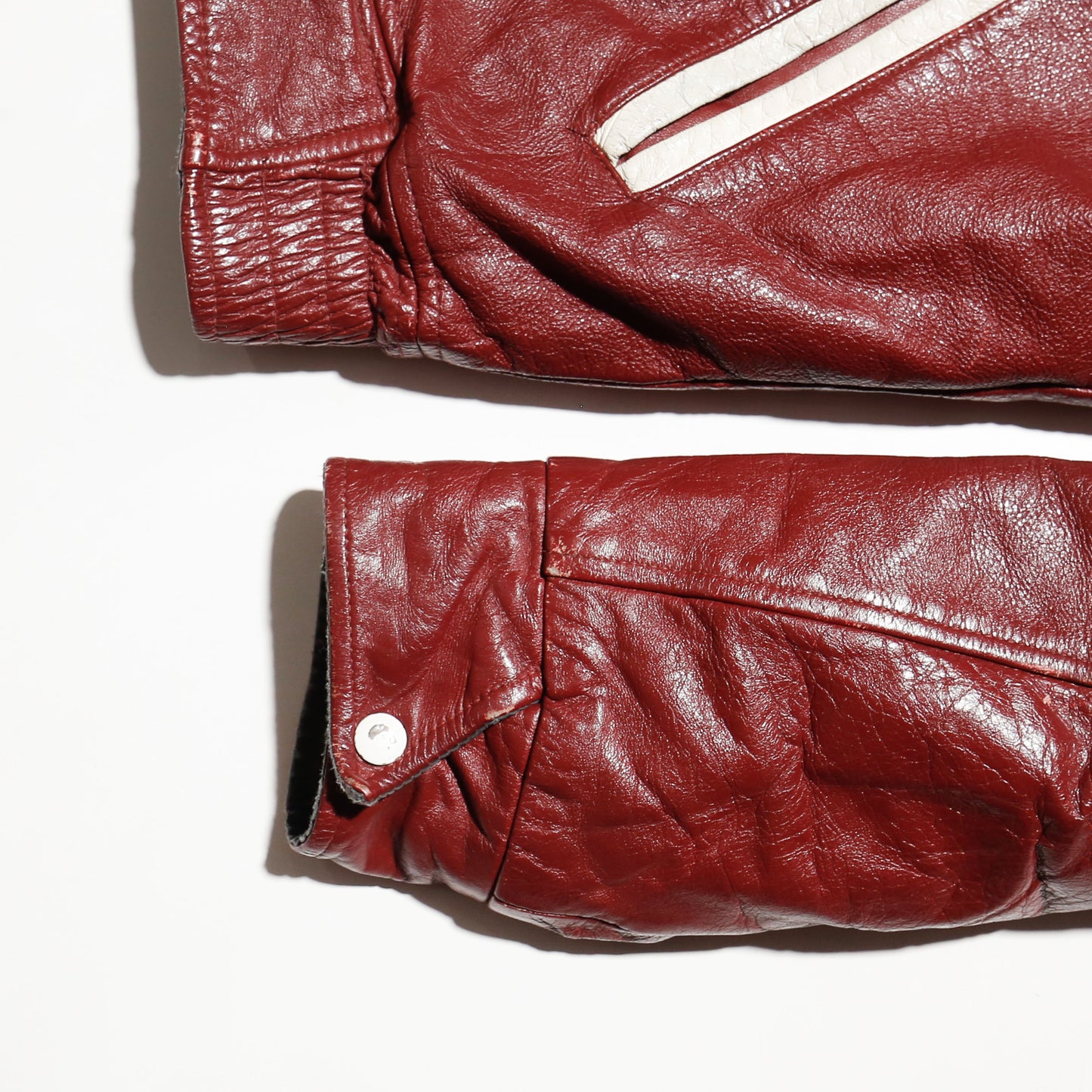 vintage red devil leather varsity jacket