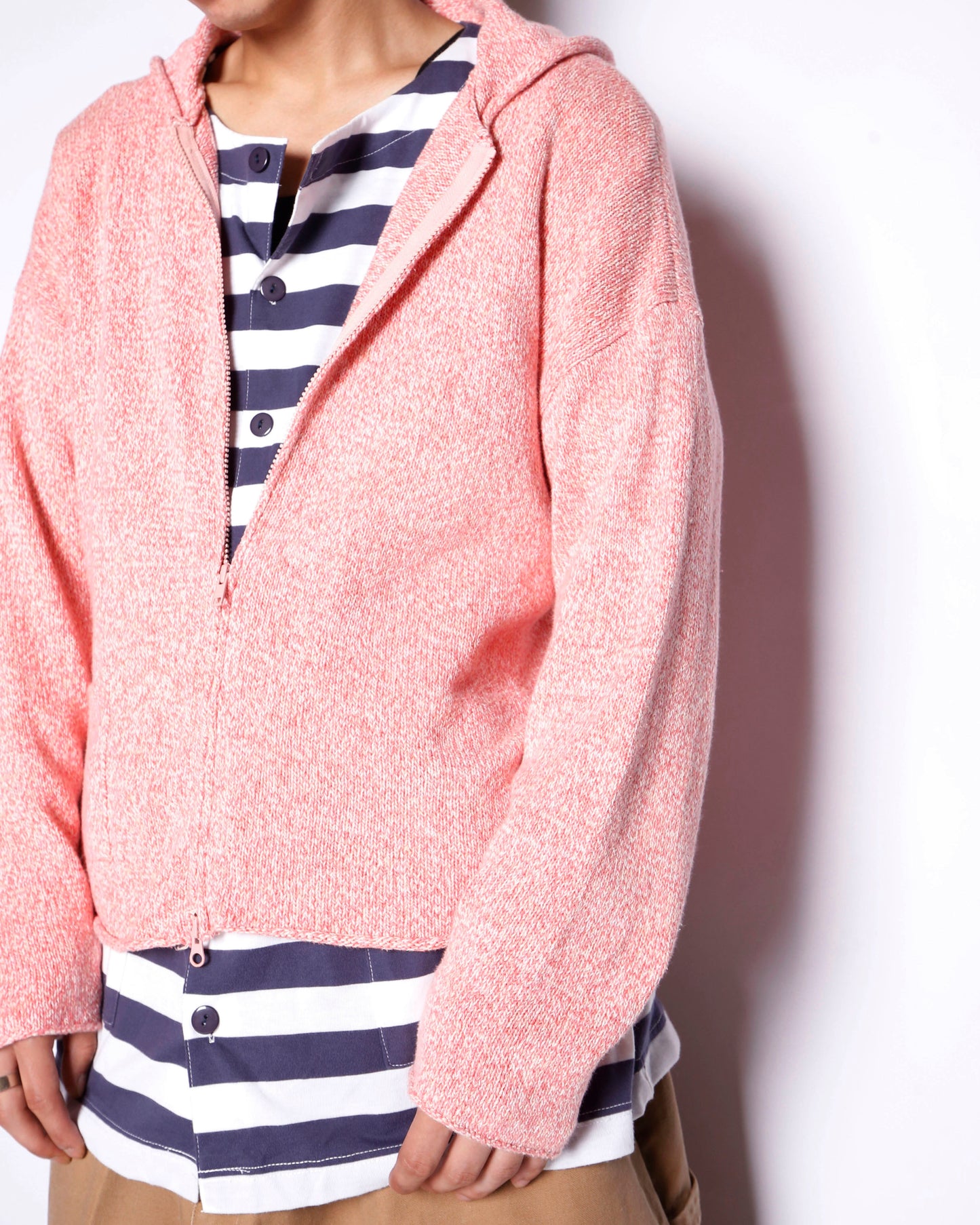vintage FLAX peach melange knit hoodie