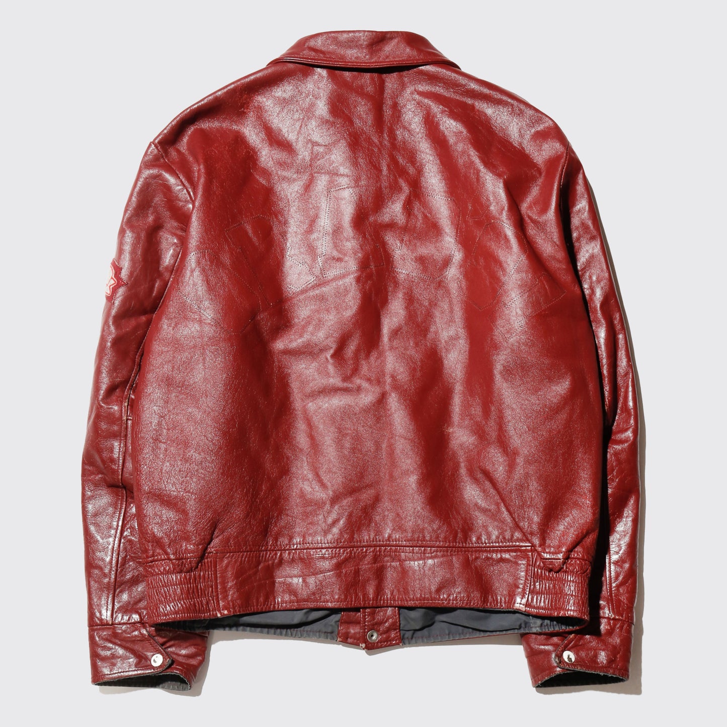 vintage red devil leather varsity jacket